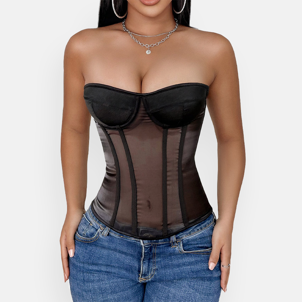 Bustier corset transparent noir