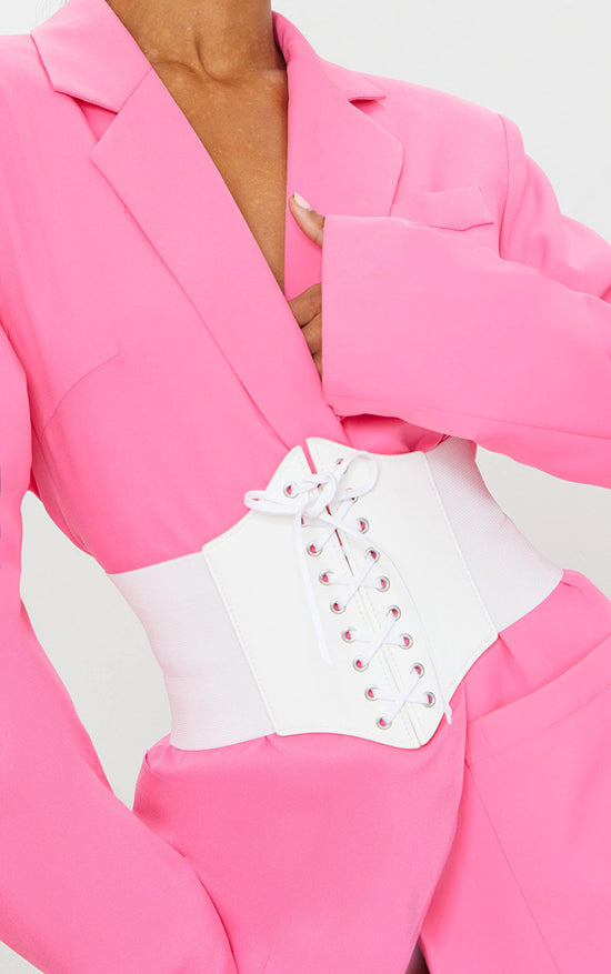 Ceinture corset blanche en similicuir