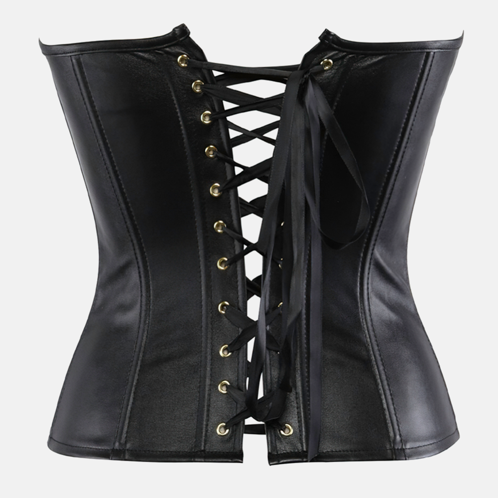 Corset noir cuir zoom dos
