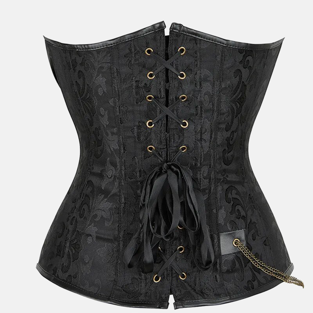 Corset steampunk noir zoom dos