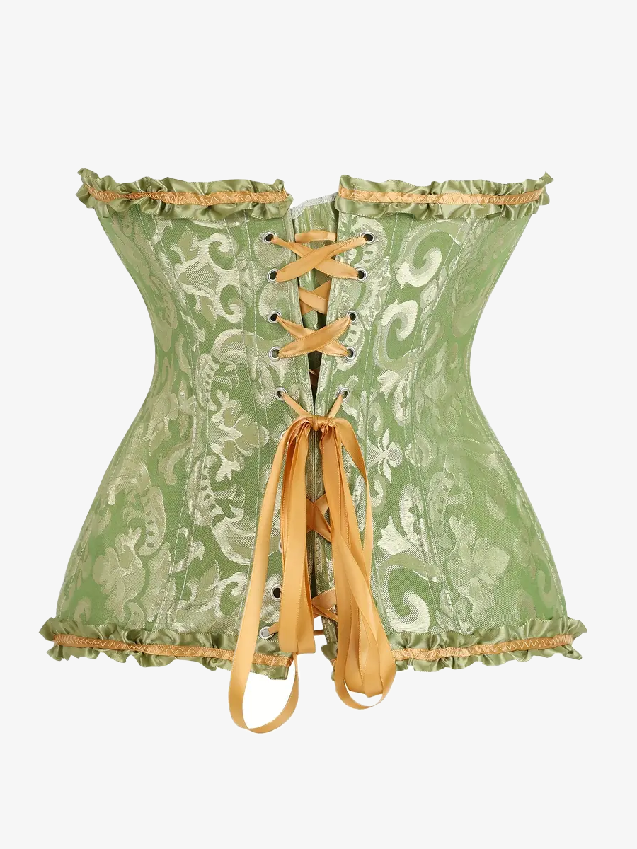 Zoom sur un corset vert anis vu de dos