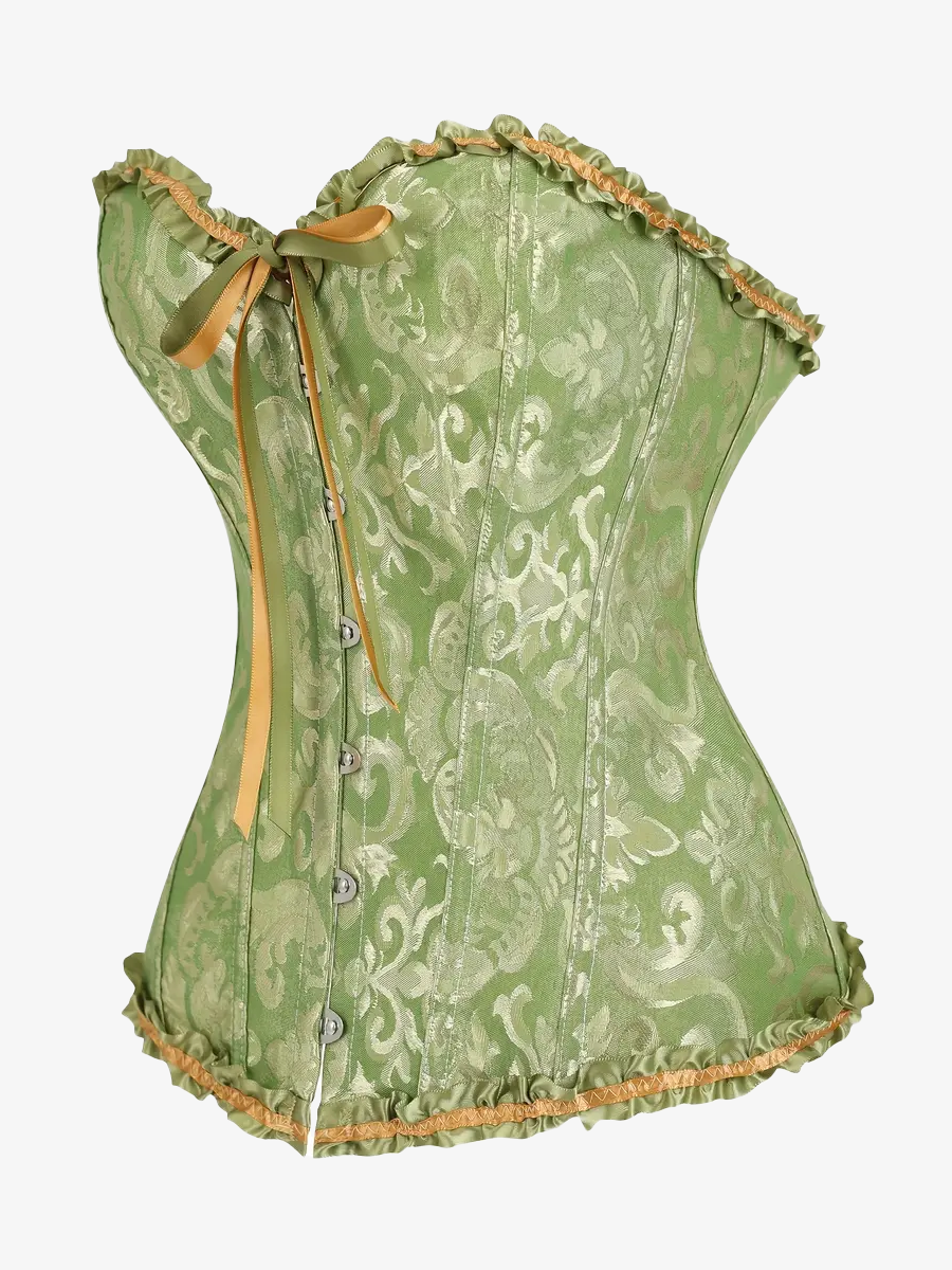 Zoom sur un corset vert anis vu de profil