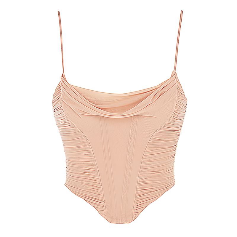 Zoom sur un top corset beige vu de face