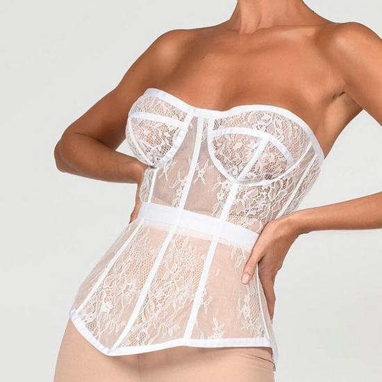 Bustier dentelle blanc vu de face