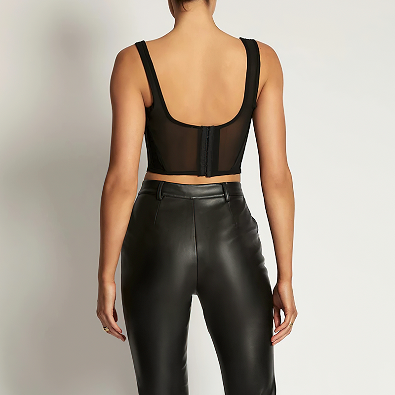 Bustier noir transparent vu de dos