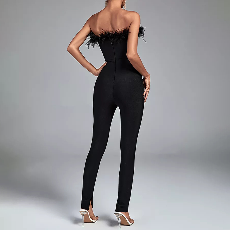 Combinaison bustier plume vue de dos