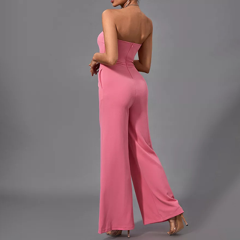 Combinaison bustier rose poudré vue de dos