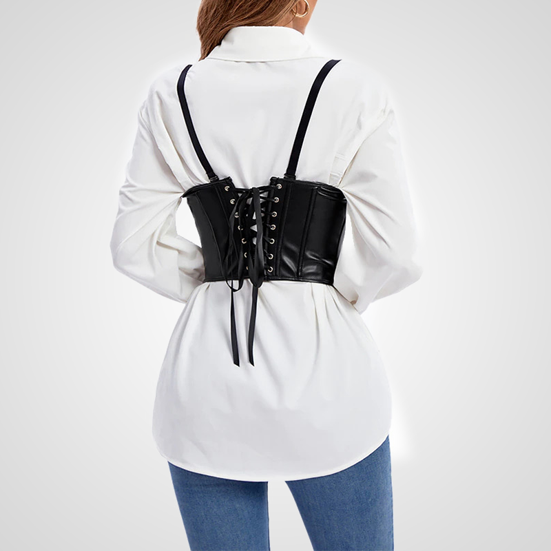 Corset bretelle noir vu de dos