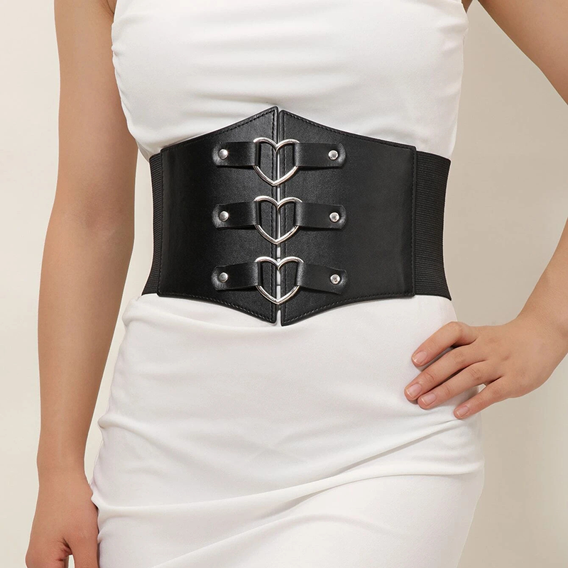 Corset a boucles c ur noir en cuir Passion Corset