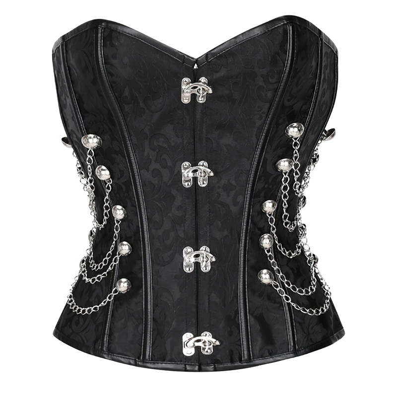 Zoom sur un corset noir gothique vu de face