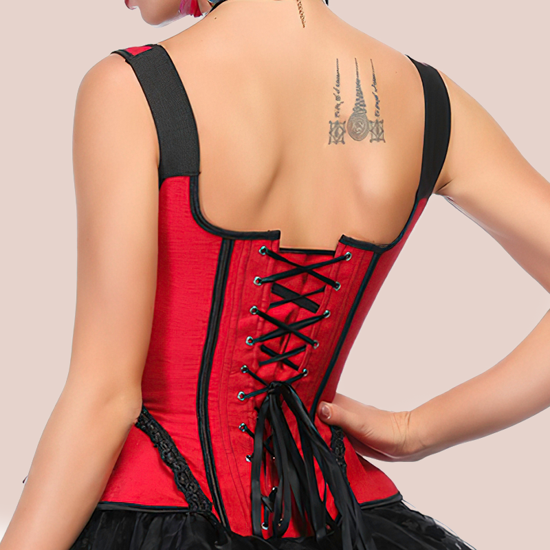 Corset rouge bretelles vu de dos