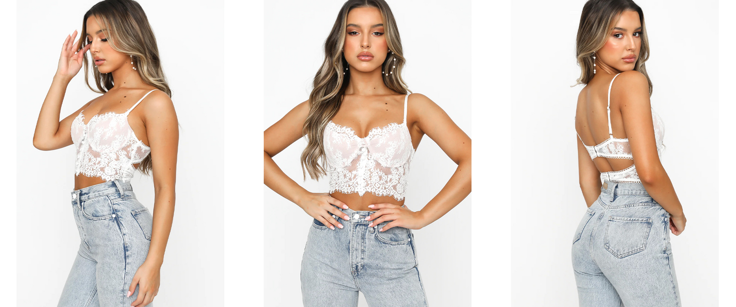 Femme portant un bustier en dentelle