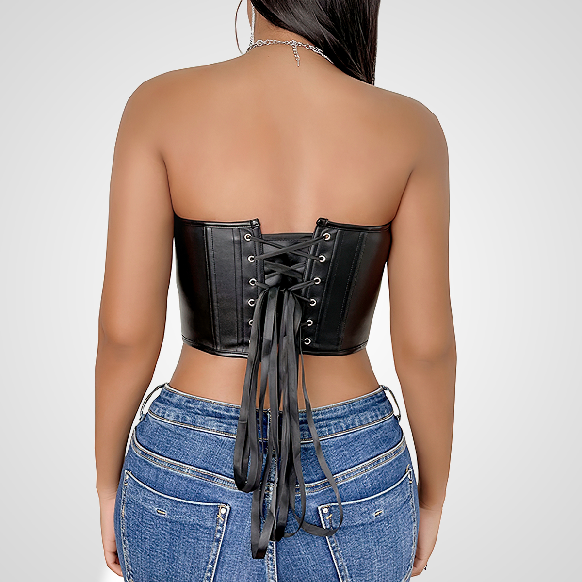 Corset cuir sexy vu de dos
