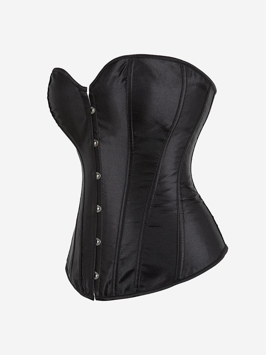 Zoom sur un corset noir simple vu de profil