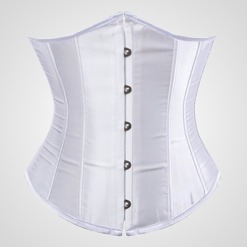 Zoom sur un corset serre-taille blanc vu de face
