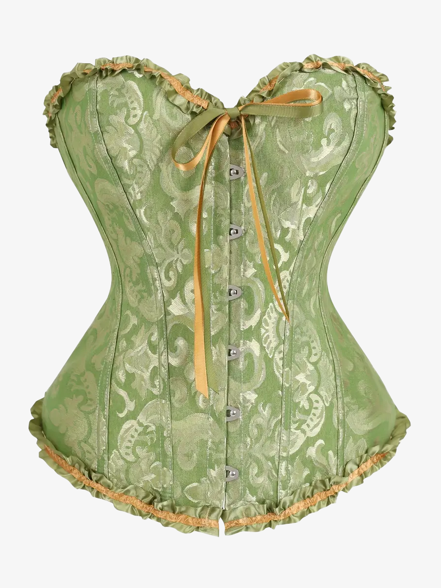 Zoom sur un corset vert anis