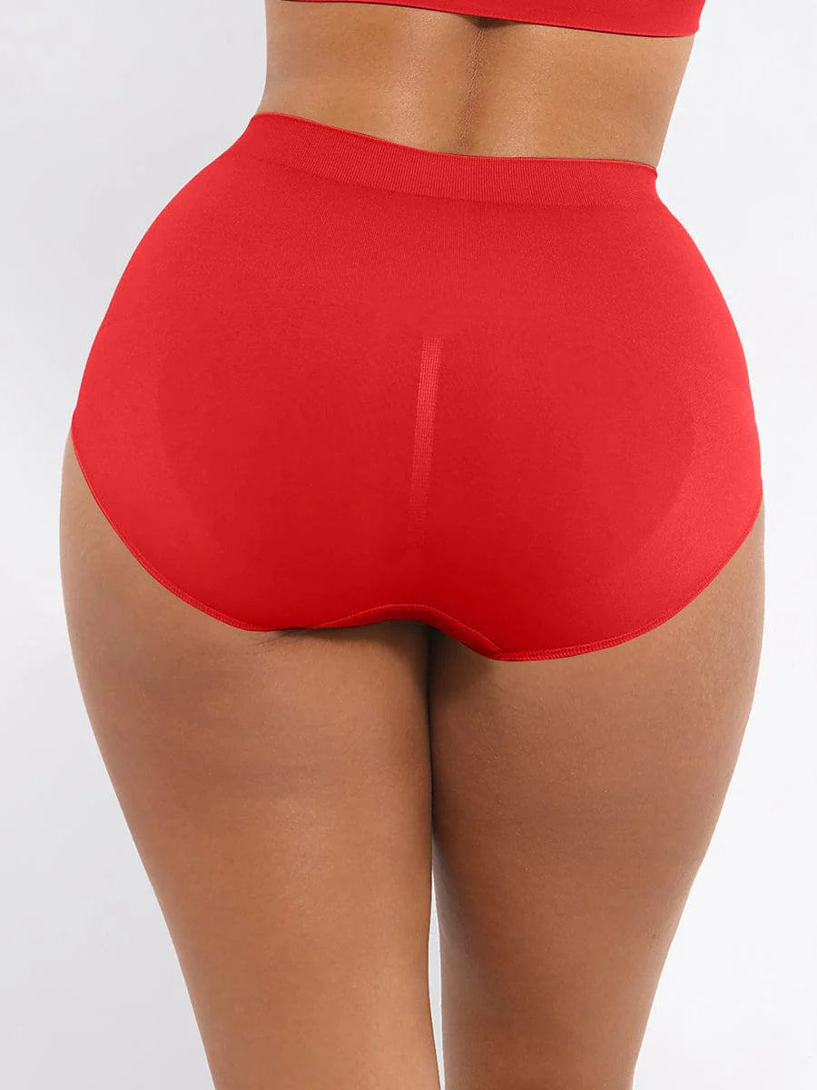 Zoom sur une culotte gainante rouge vue de dos