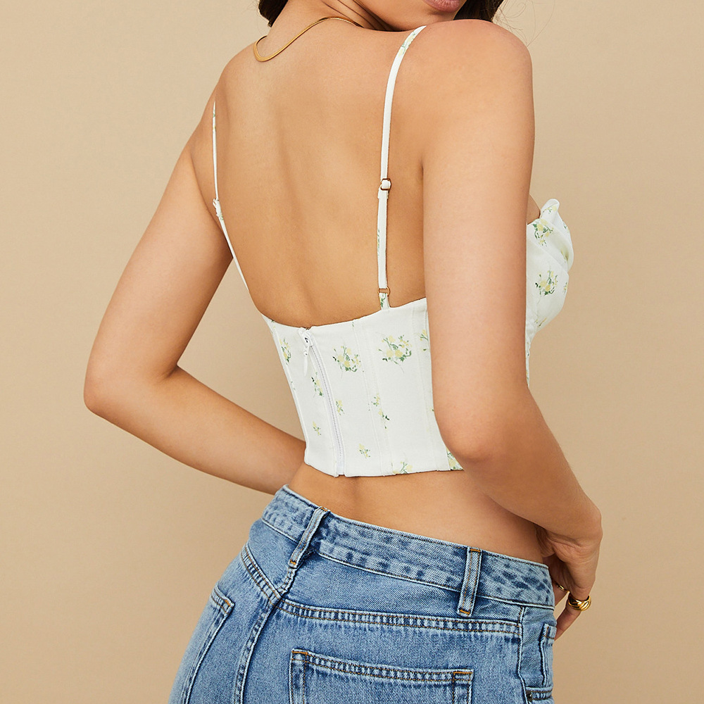 Floral corset crop top vu de dos