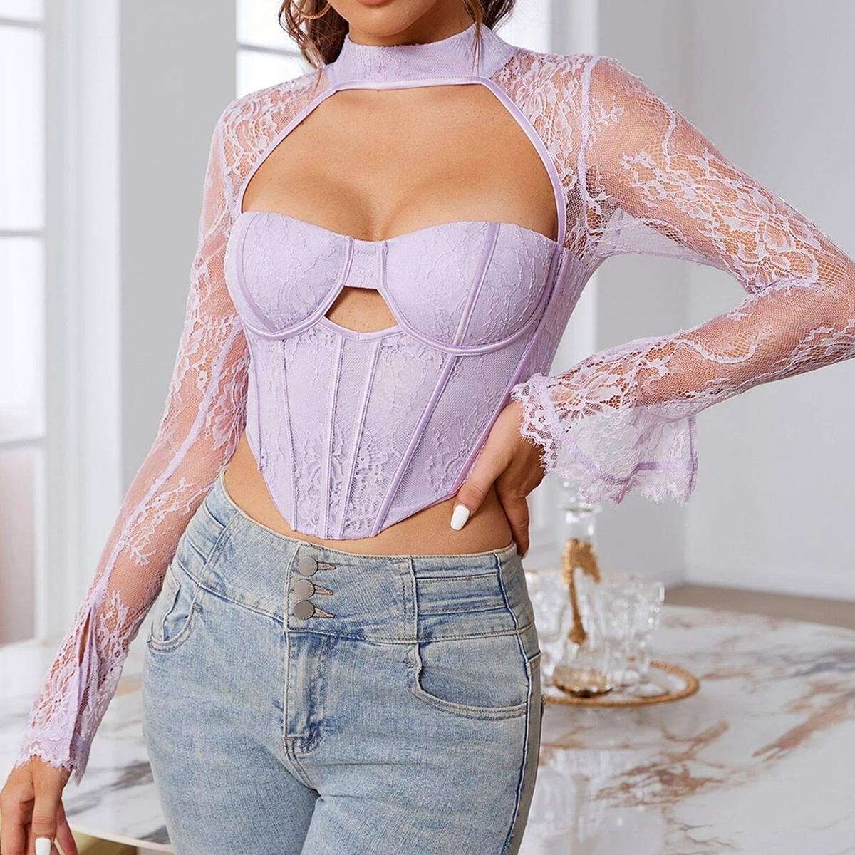 Top corset manche longue