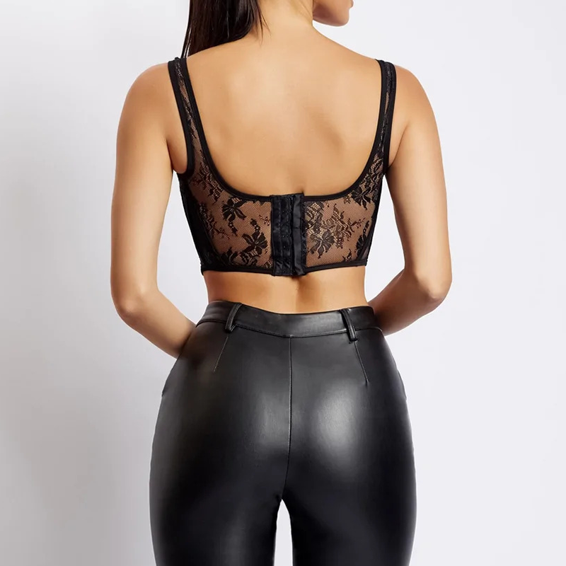 Bustier dentelle noir transparent vu de dos