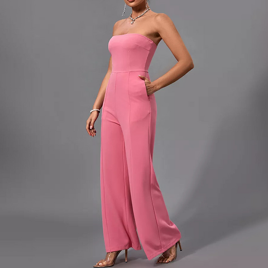 Combinaison bustier rose poudré vue de profil