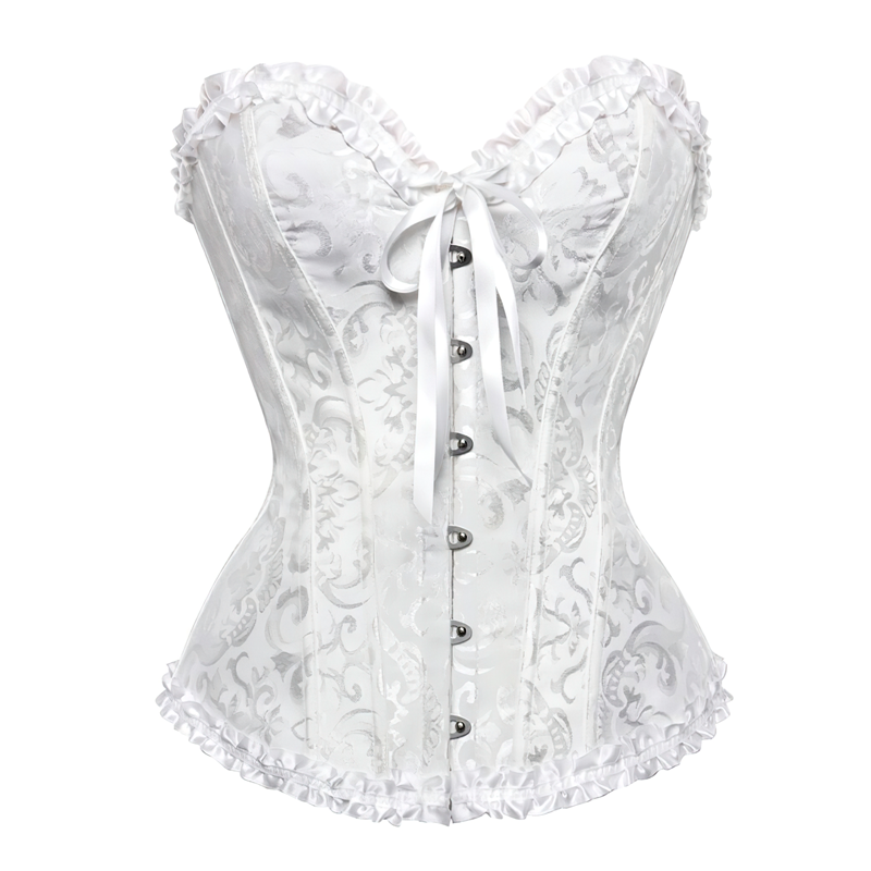 Zoom sur un corset blanc victorien vu de face