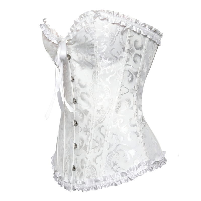Zoom sur un corset blanc victorien vu de profil