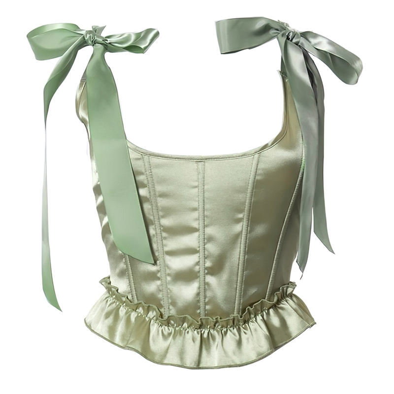 Zoom sur un corset bustier vert vu de face