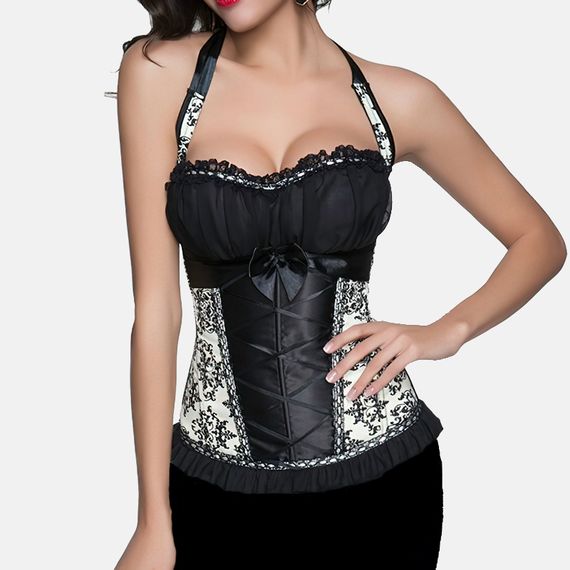 Corset dentelle victorien bretelles vu de face
