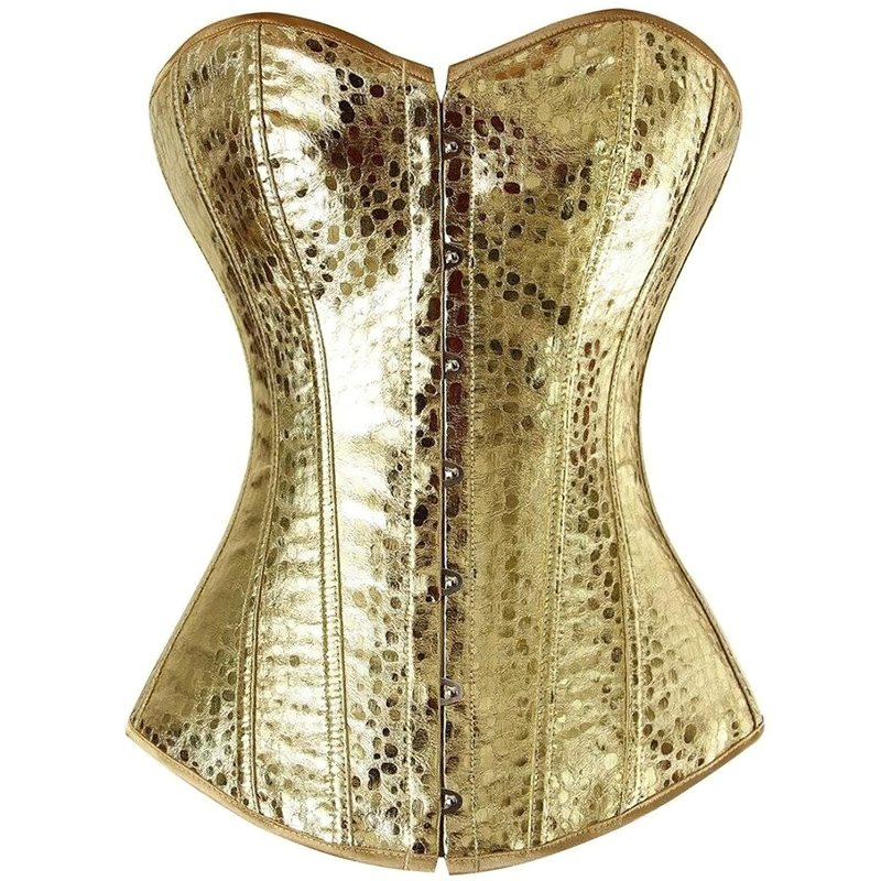 Zoom sur un corset doré vu de face