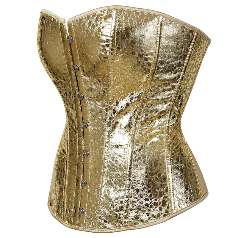 Zoom sur un corset doré vu de profil