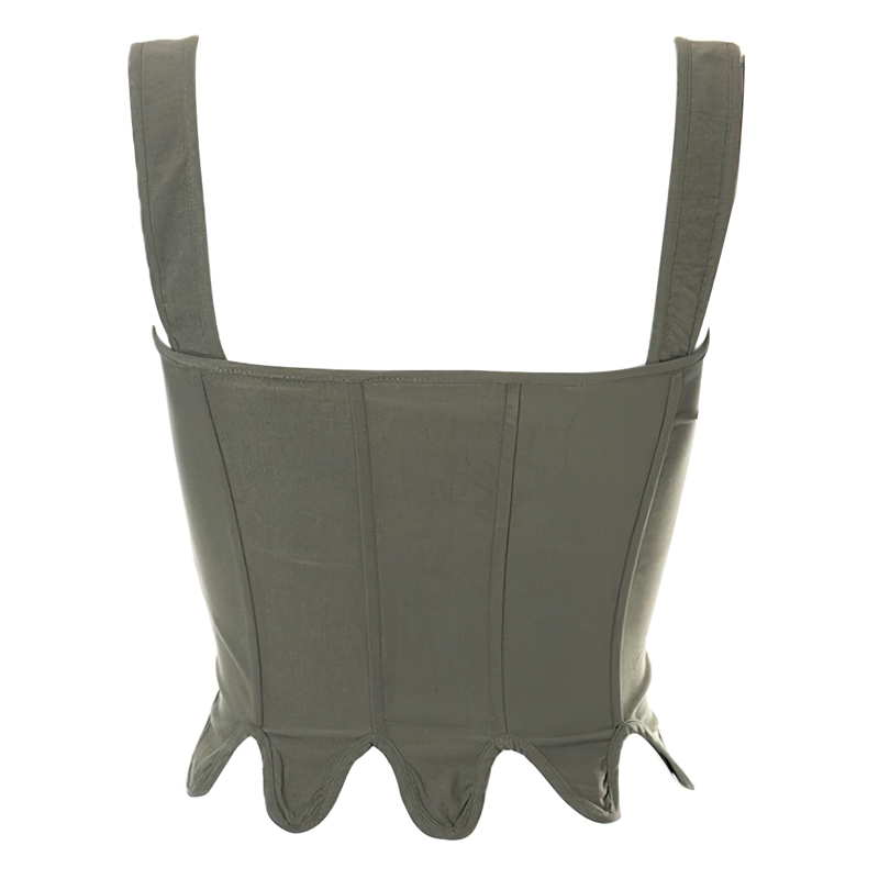 Zoom sur un corset kaki vu de dos