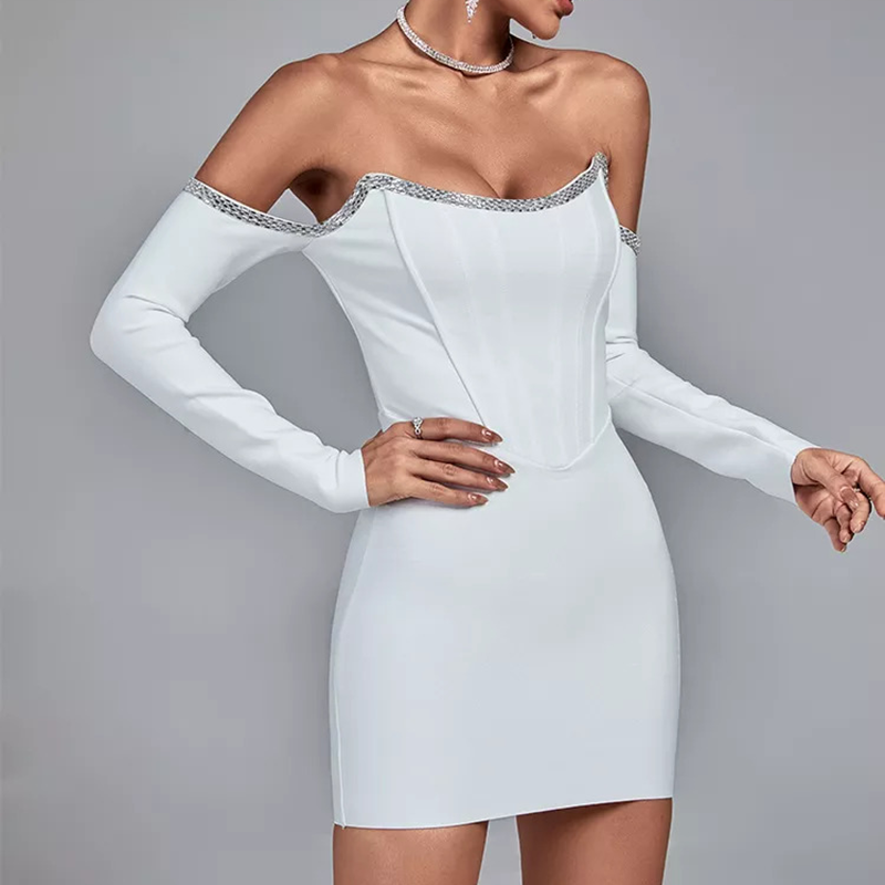 Corset micro robe blanche vue de profil