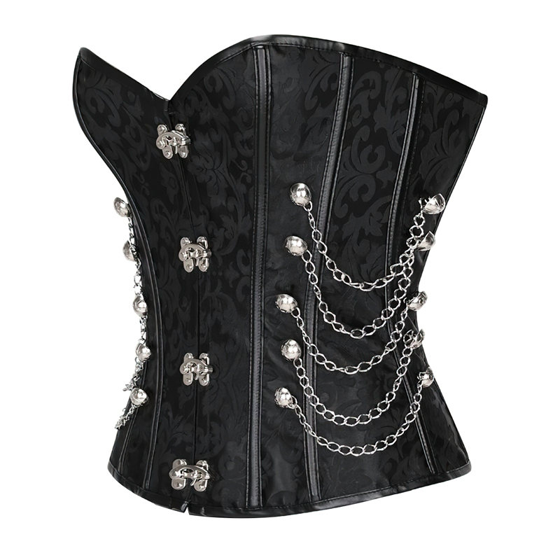 Zoom sur un corset noir gothique vu de profil