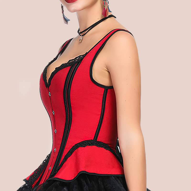 Corset rouge bretelles vu de profil