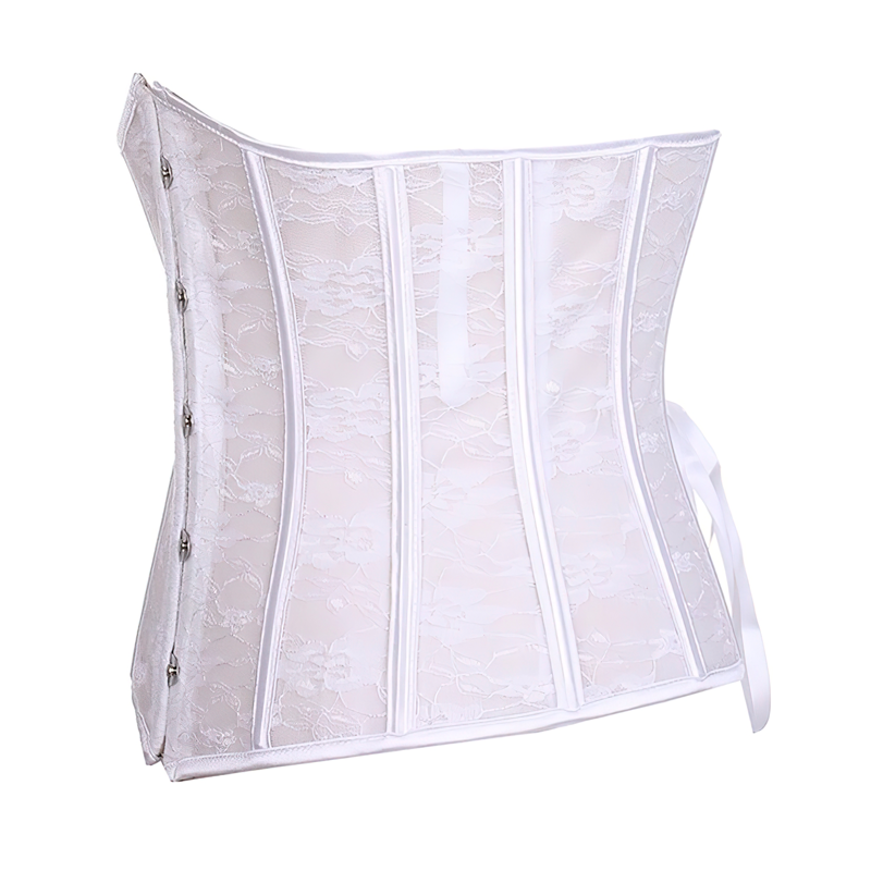 Zoom sur un corset serre-taille avec dentelle vu de profil