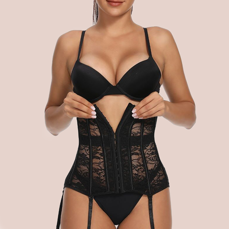 Corset serre-taille porte-jarretelle vu de face