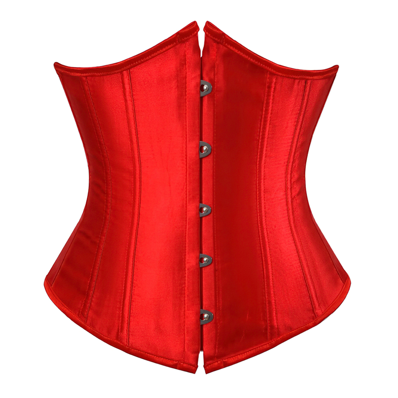 Zoom sur un corset serre-taille rouge vu de face