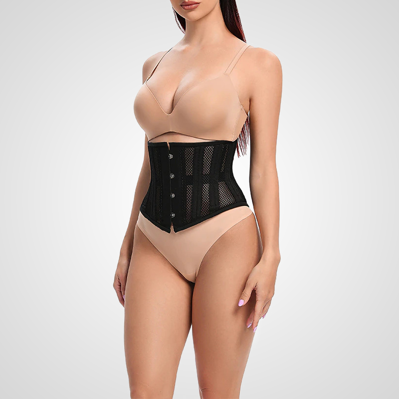 Corset underbust noir vu de profil