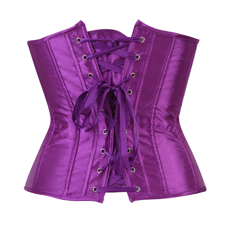 Zoom sur un corset underbust violet vu de dos