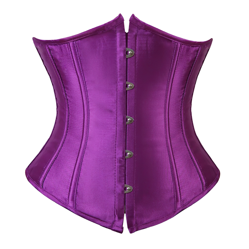Zoom sur un corset underbust violet vu de face