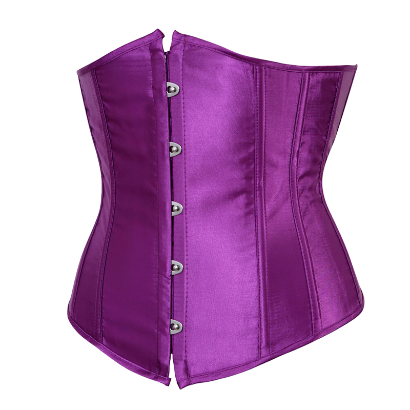 Zoom sur un corset underbust violet vu de profil