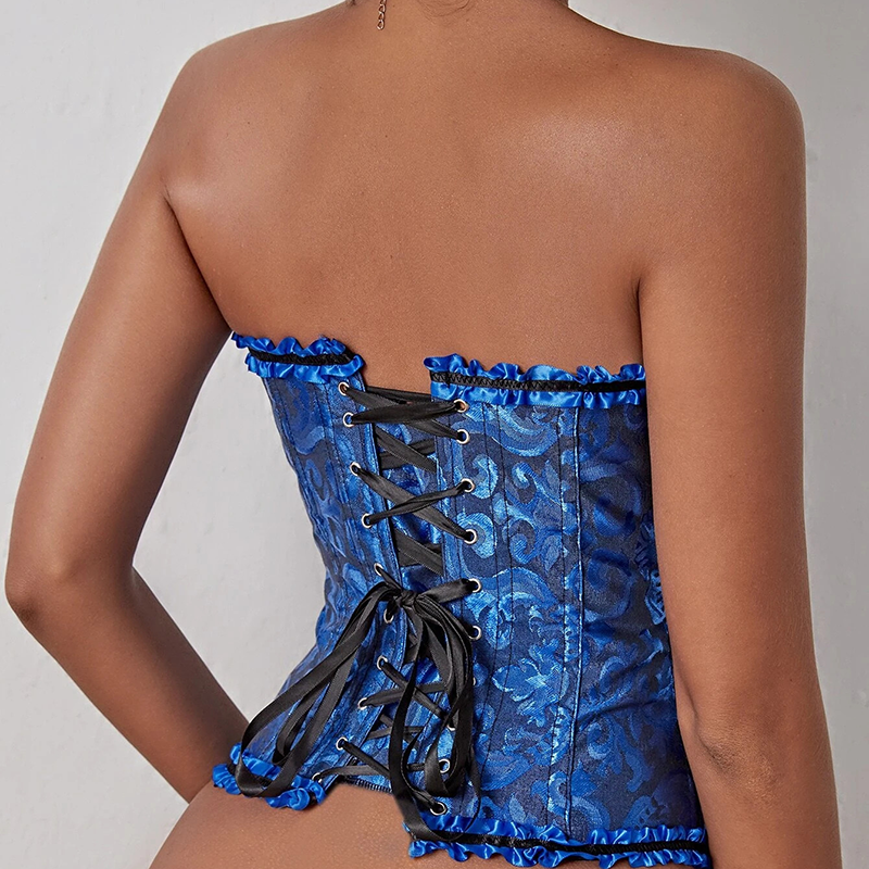 Corset victorien bleu vu de dos