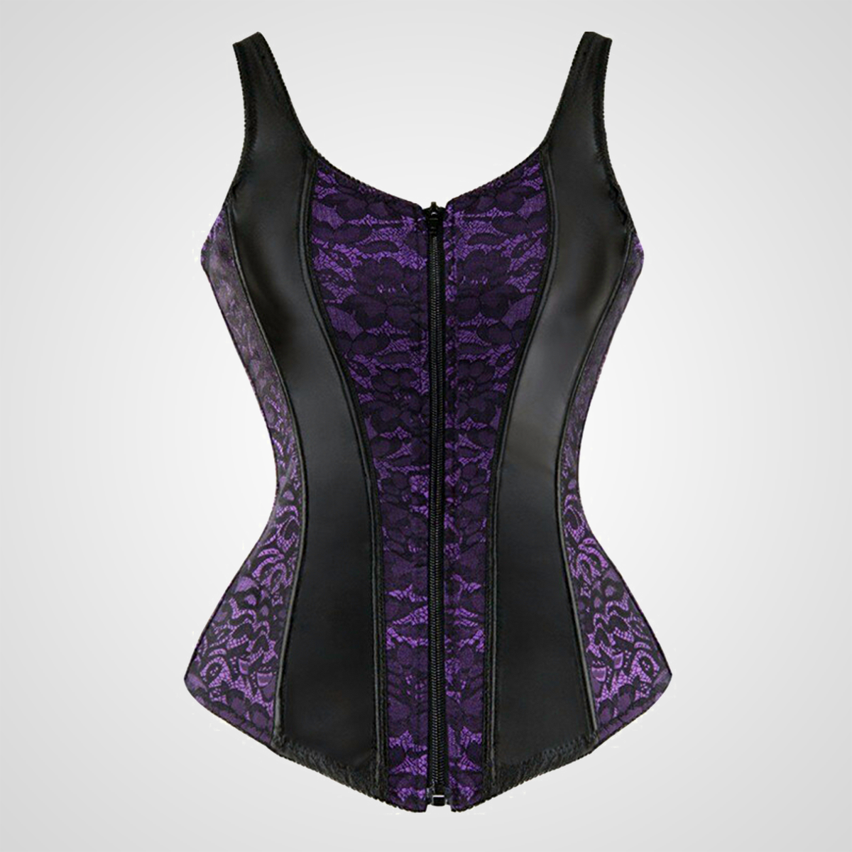 Corset violet noir vu de face