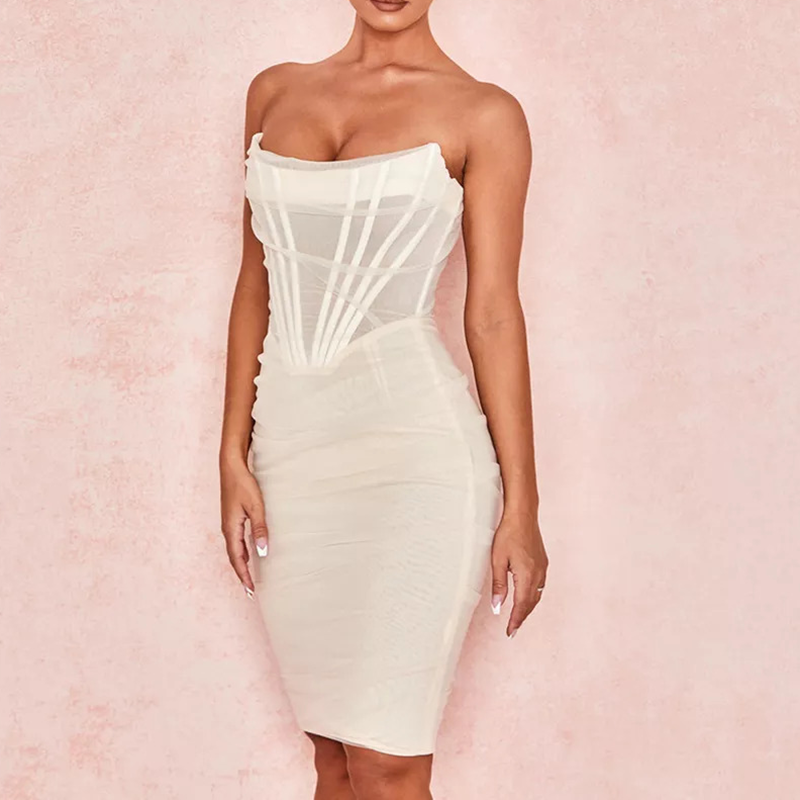 Robe corset bustier gainant long vue de profil