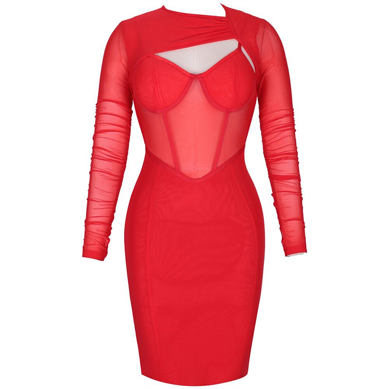 Zoom sur une robe corset manche longue vue de face