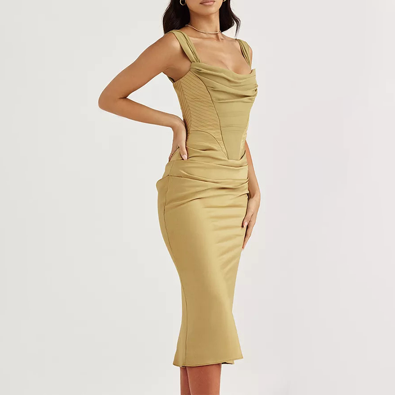 Robe corset vert vue de profil