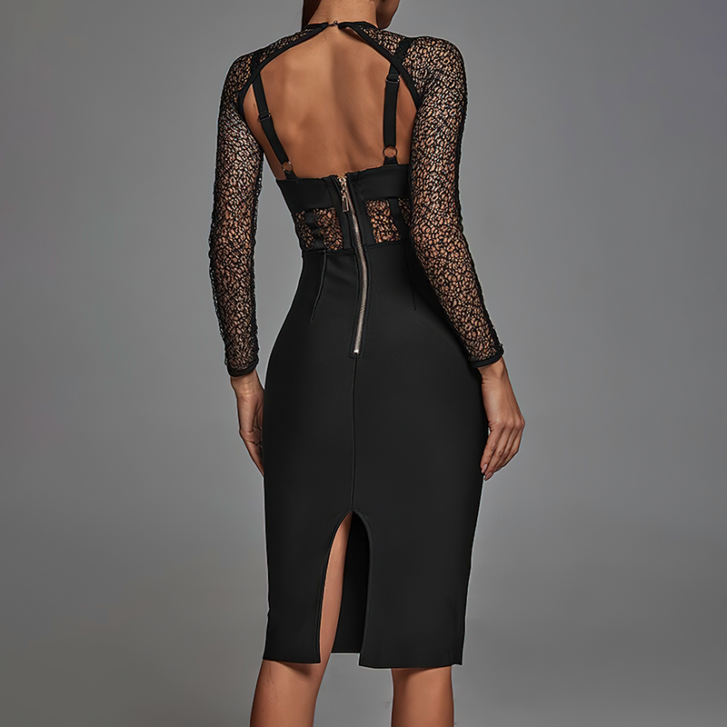 Robe de soirée corset dentelle vue de dos