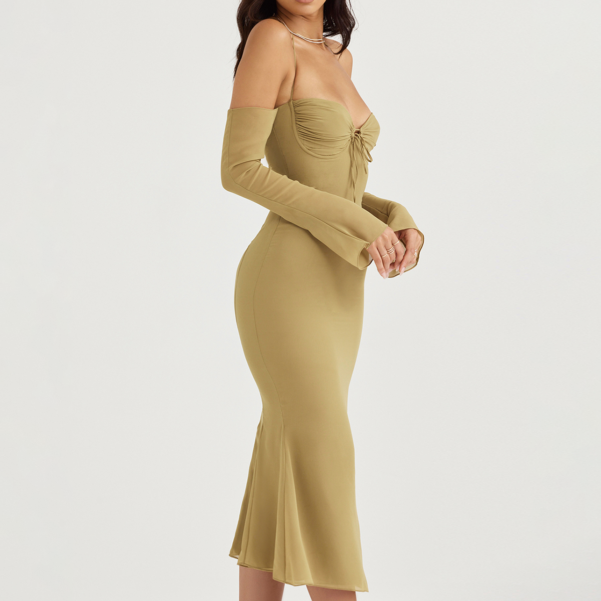 Robe décolleté lacet vue de profil