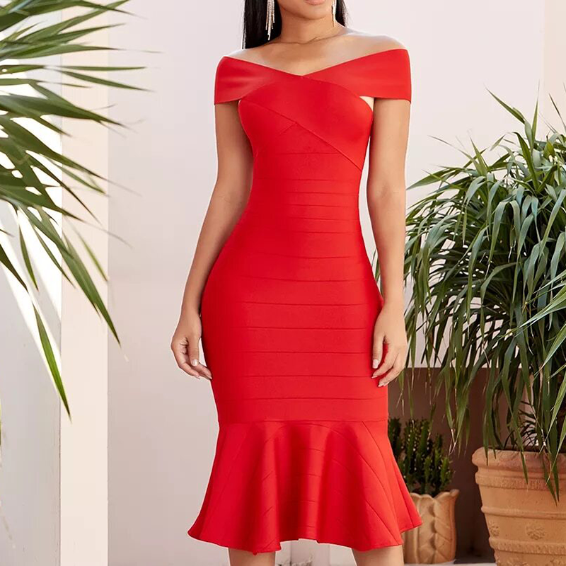 Robe sirène rouge bustier